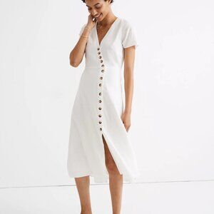 Madewell Elegant Linen Blend Button-Down Midi Dress